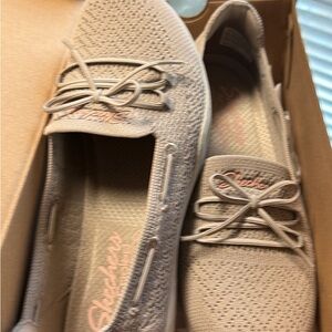 Skechers Taupe Vegan Slip-Ons